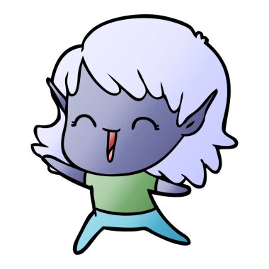 vektör çizim karikatür elf kızı