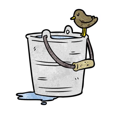 karikatür kuş su kova içine arıyorum
