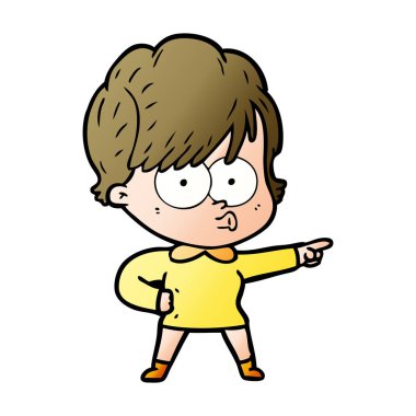 Çizgi filmdeki kadının vektör çizimi