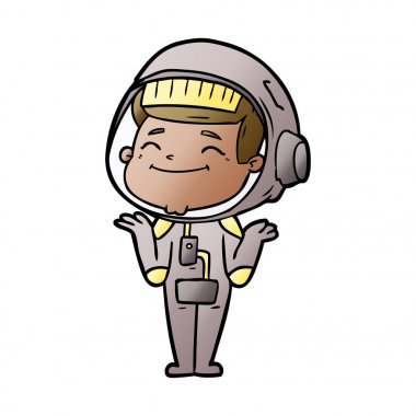 mutlu karikatür astronot vektör çizim