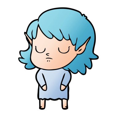 vektör çizim karikatür elf kızı