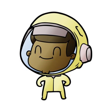 mutlu karikatür astronot adam