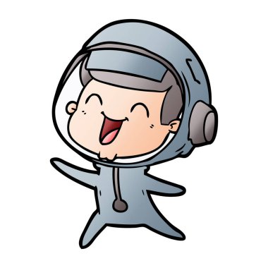 mutlu karikatür astronot vektör çizim
