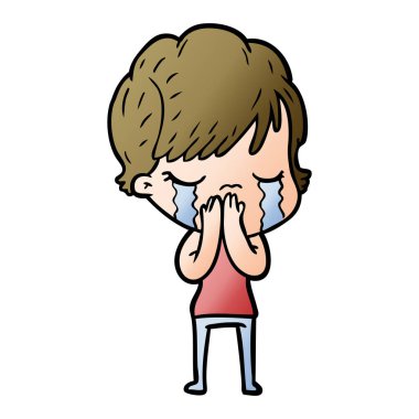 vektör çizim karikatür kadının ağladığını