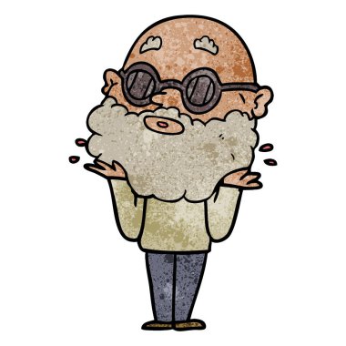 çizgi film meraklı adam sakal ve güneş gözlüğü