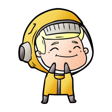 mutlu karikatür astronot vektör çizim