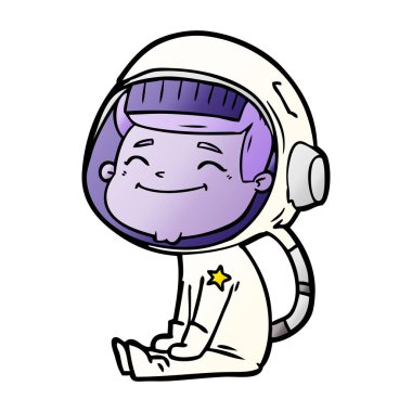 mutlu karikatür astronot vektör çizim