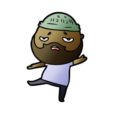 Sakallı endişeli adam çizgi film