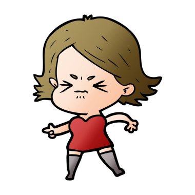 vektör çizim karikatür kızgın kız