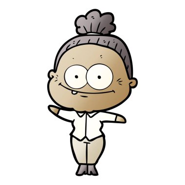 karikatür mutlu yaşlı kadın