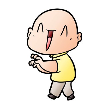 mutlu karikatür kel adam