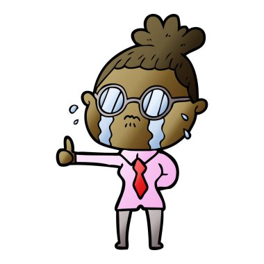 vektör çizim karikatür ağlayan kadın