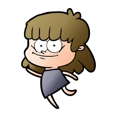 vektör çizim karikatür kız gülümseyerek