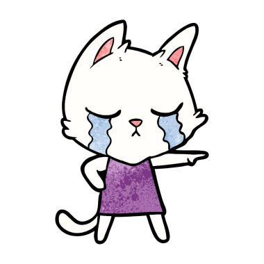 elbise işaret içinde ağlayan karikatür kedi