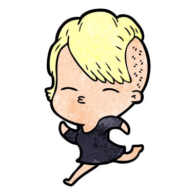 çizgi film kız gözlerini kısarak vektör çizim