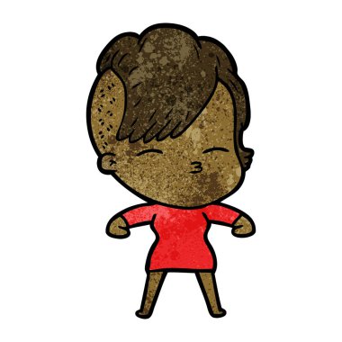 çizgi film kız gözlerini kısarak vektör çizim