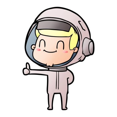 mutlu karikatür astronot vektör çizim
