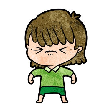 rahatsız çizgi film kız vektör çizim