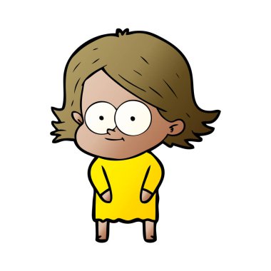 mutlu çizgi film kız vektör çizim