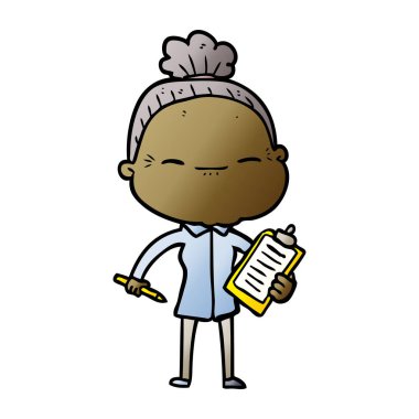 çizgi film huzurlu yaşlı kadın