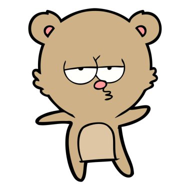 vektör çizim sıkılmış ayı çizgi film