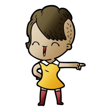 karikatür mutlu hippi kız