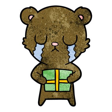 ağlayan karikatür ayı ile hediye