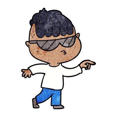 çizgi film çocuk işaret güneş gözlüğü takıyor