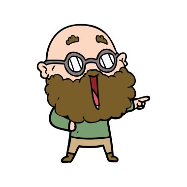 çizgi film neşeli adam sakal işaret parmağı