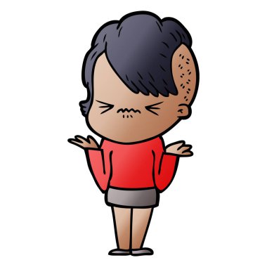 karikatür rahatsız hippi kız