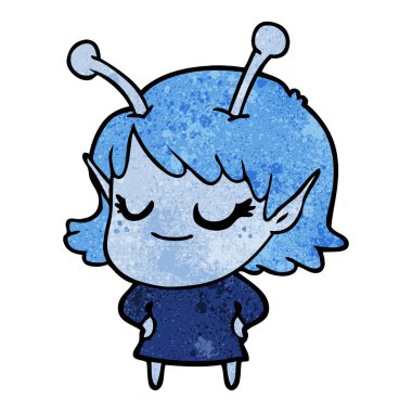 gülümseyen uzaylı kız çizgi film