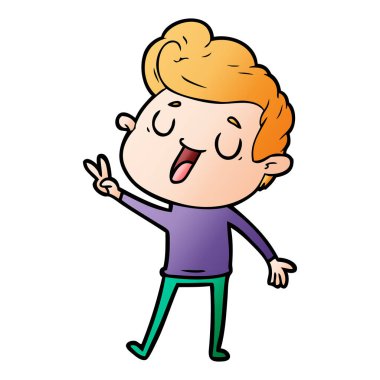 mutlu çizgi film adam vektör çizim