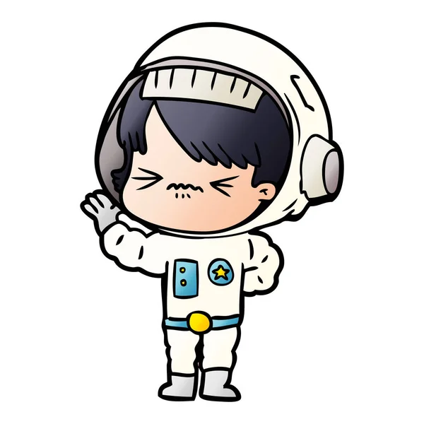 Vektorillustration Tecknad Astronaut Kvinna — Stock vektor