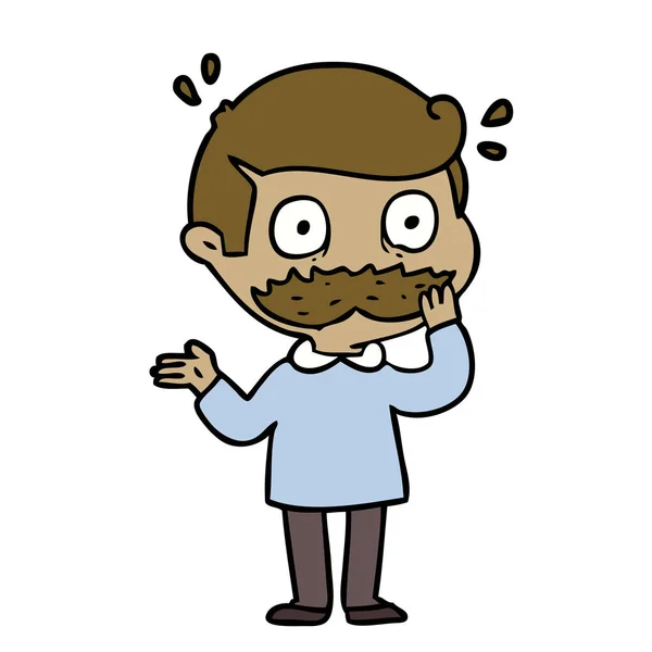 Dessin Animé Homme Avec Moustache Choqué — Image vectorielle