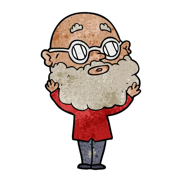 Dessin Animé Homme Curieux Avec Barbe Lunettes — Image vectorielle