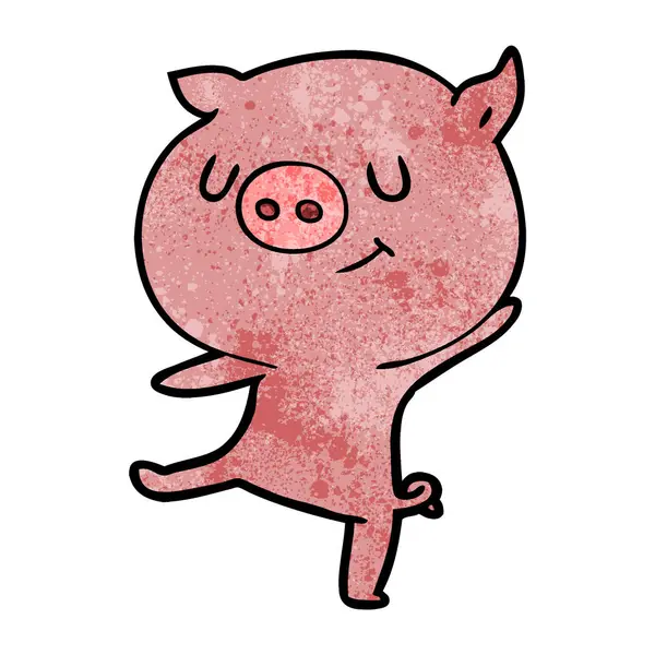 Illustration Vectorielle Cochon Heureux Dessin Animé — Image vectorielle