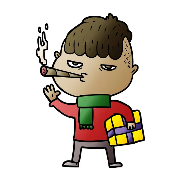 Vektor Illustration Von Cartoon Mann Rauchen — Stockvektor
