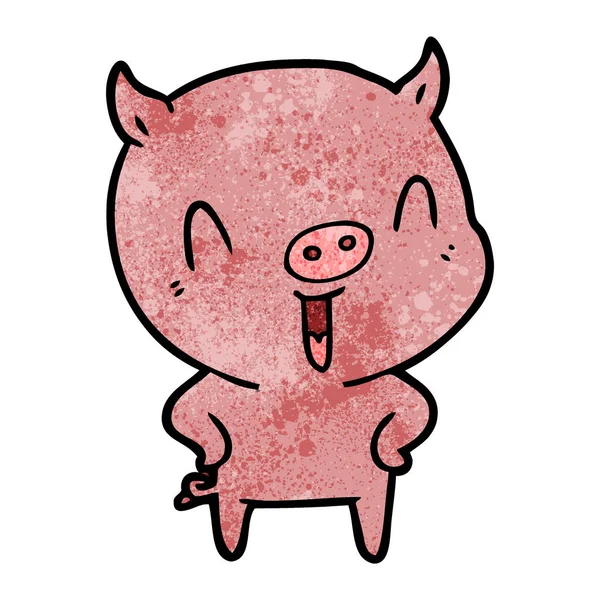 Vector Illustration Happy Cartoon Pig — Stock Vector