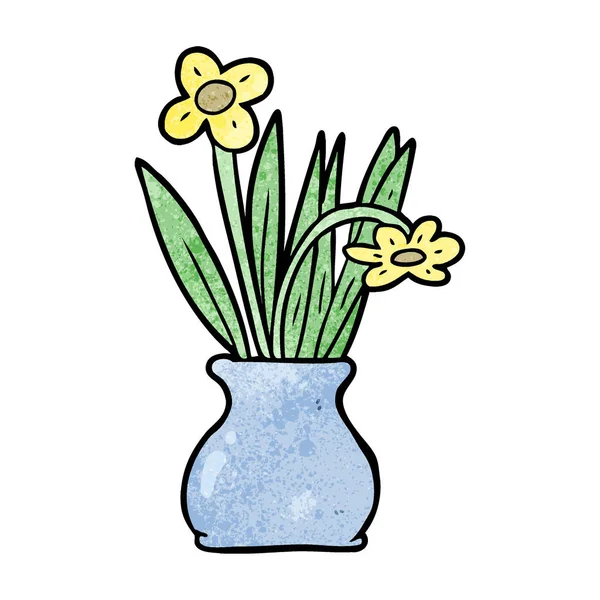 Desenhos Animados Flores Vaso — Vetor de Stock