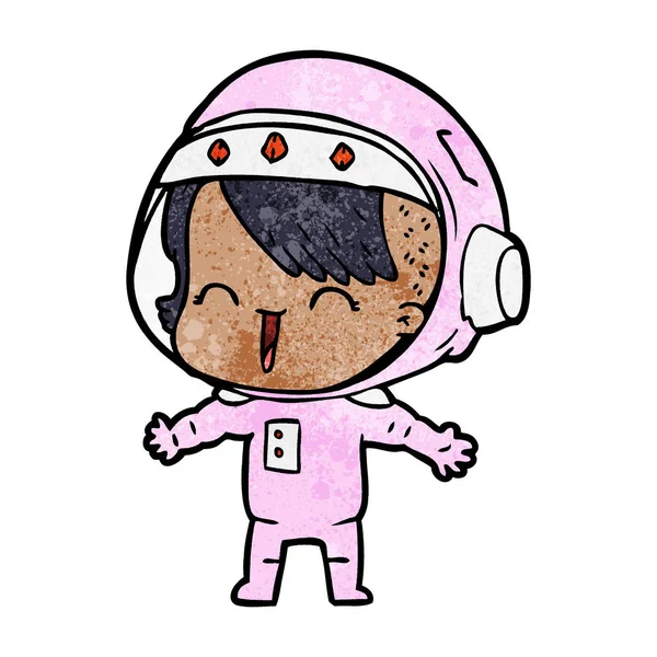 Dessin Animé Rire Astronaute Fille — Image vectorielle