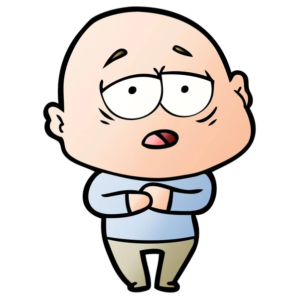 Cartoon Tired Bald Man — Stock Vector