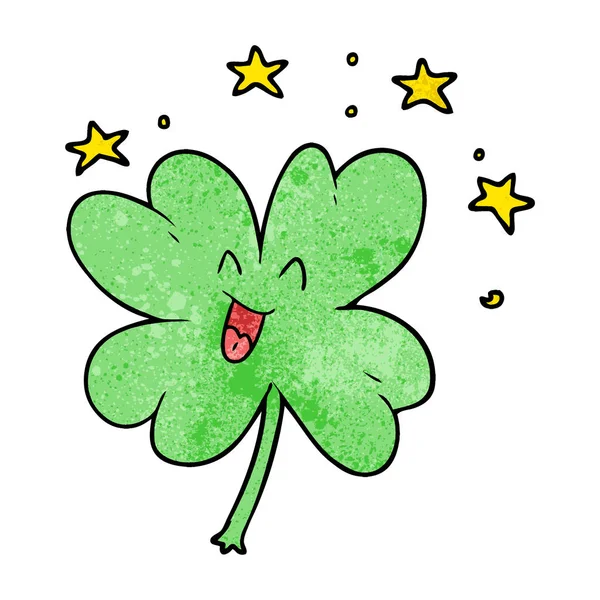 Šťastný Karikatura Čtyři Leaf Clover — Stockový vektor