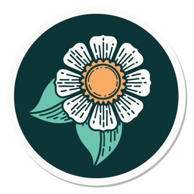 Geleneksel bir çiçek stiliyle dövme çıkartması