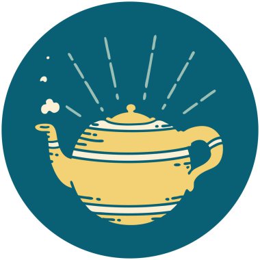 Dövme stili buharlı çaydanlığın simgesi