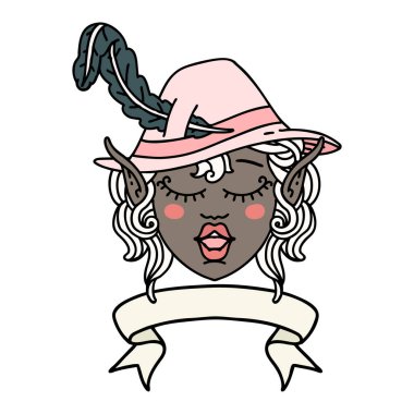 Retro Dövme Tarzı Şarkı söyleyen elf Ozan karakter yüzü