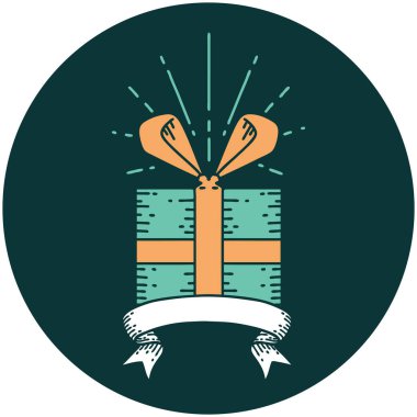 Dövme stili Noel hediyesinin simgesi