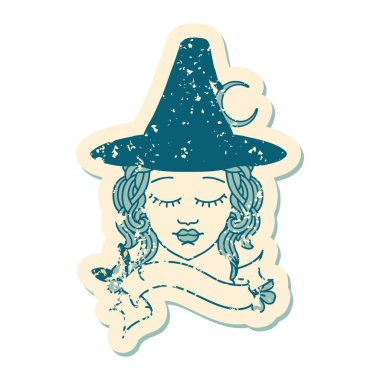 Retro Dövme Tarzı İnsan Cadı Yüzü