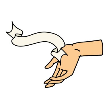 Geleneksel dövmeli bir el işareti