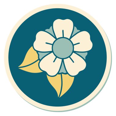 Geleneksel bir çiçek stiliyle dövme çıkartması