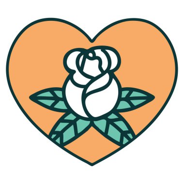 Bir kalp ve çiçeğin ikonik dövme görüntüsü